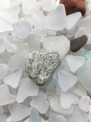 Sea Glass & Stone Heart